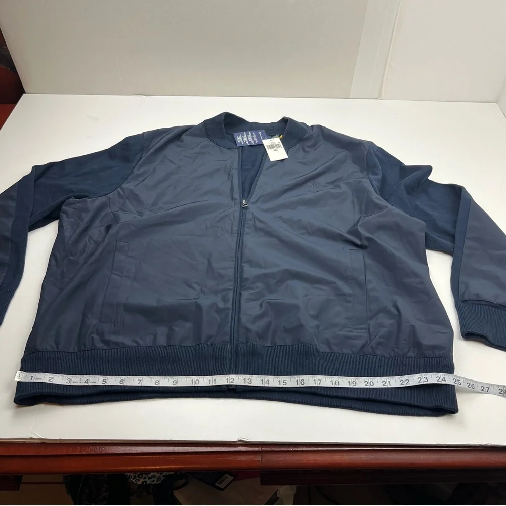 Polo Ralph Lauren Cotton Hybrid Full Zip Sweater Navy Blue Bomber Jacket 3XB NEW